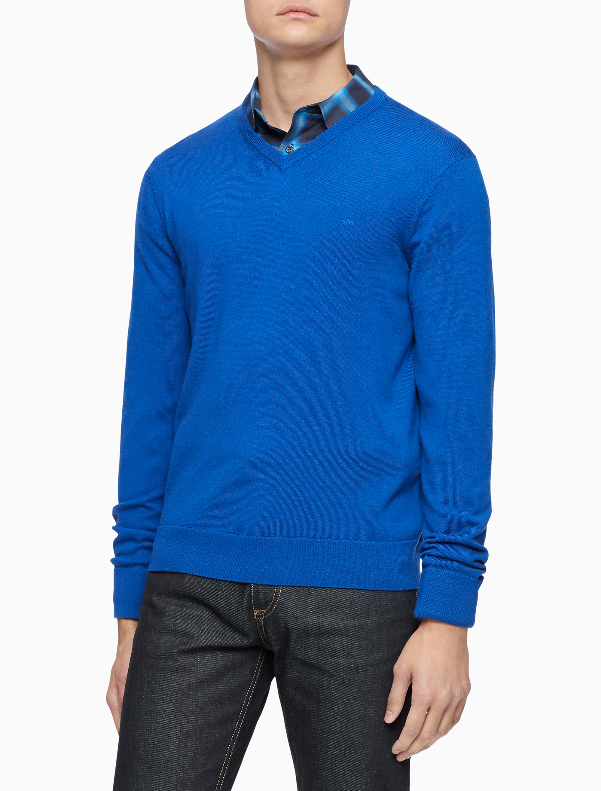 Slim Merino Wool Vneck Sweater Knitwear Calvin Klein