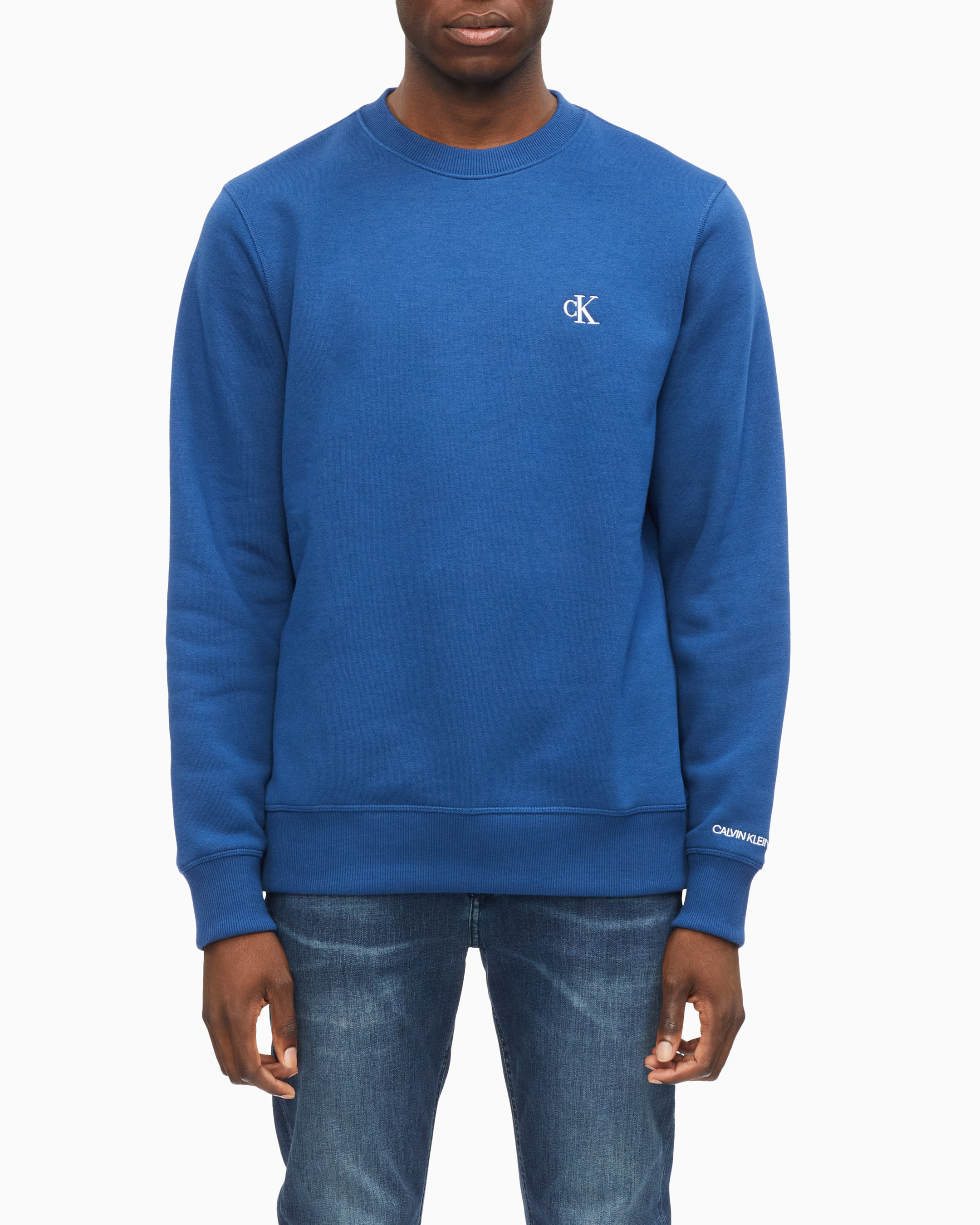 Cotton Blend Fleece Sweatshirt Sweatshirts Calvin Klein
